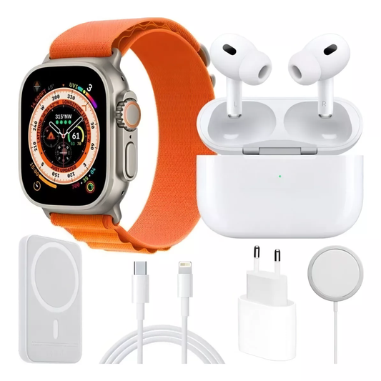 Combo reloj inteligente + airpods pro y cargador x8